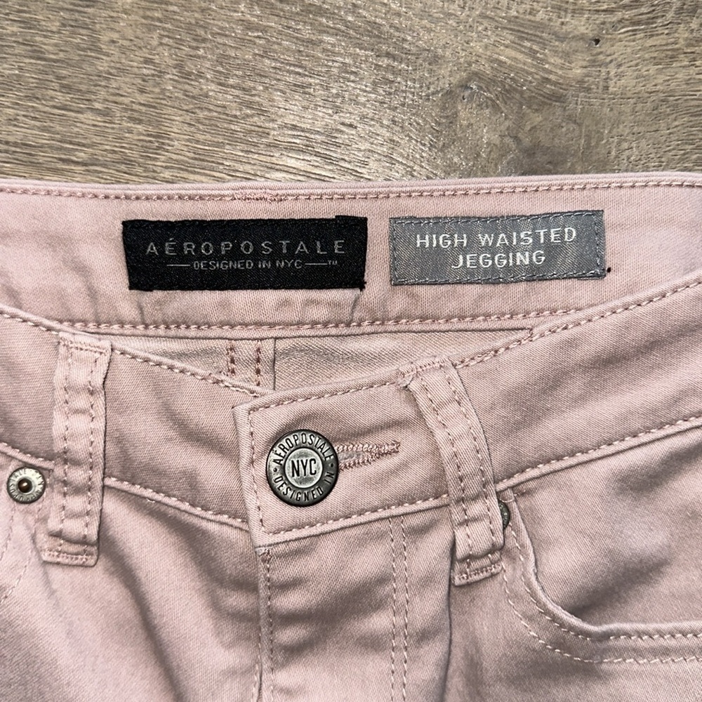 Aeropostale super soft high waisted jeggings in faded pinkish khaki - Picture 2 of 5